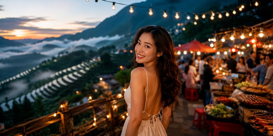 Chợ đêm Sapa với người dùng kiểm tra kết quả cá cược và nhận hoàn tiền trên ứng dụng